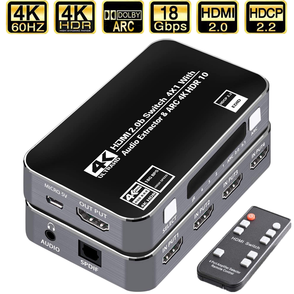 Earphone Splitter Jack - Switch HDMI 4K 60Hz HDR con